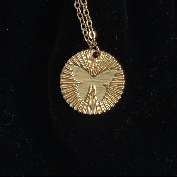 3/$45 Gold Plated Butterfly Coin Necklace - Picture 3 of 3